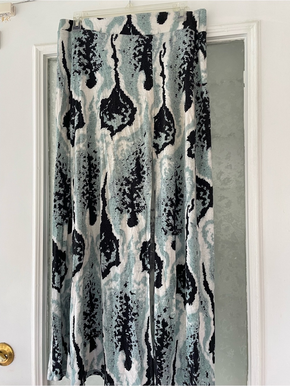 Abstract Print Maxi Skirt in Blue, Black & White